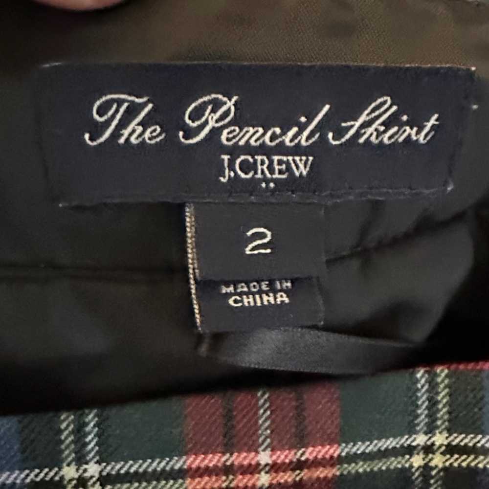 J. Crew Plaid Pencil Skirt Size 2 Red Blue Black Tartan Preppy Career - Picture 5 of 14